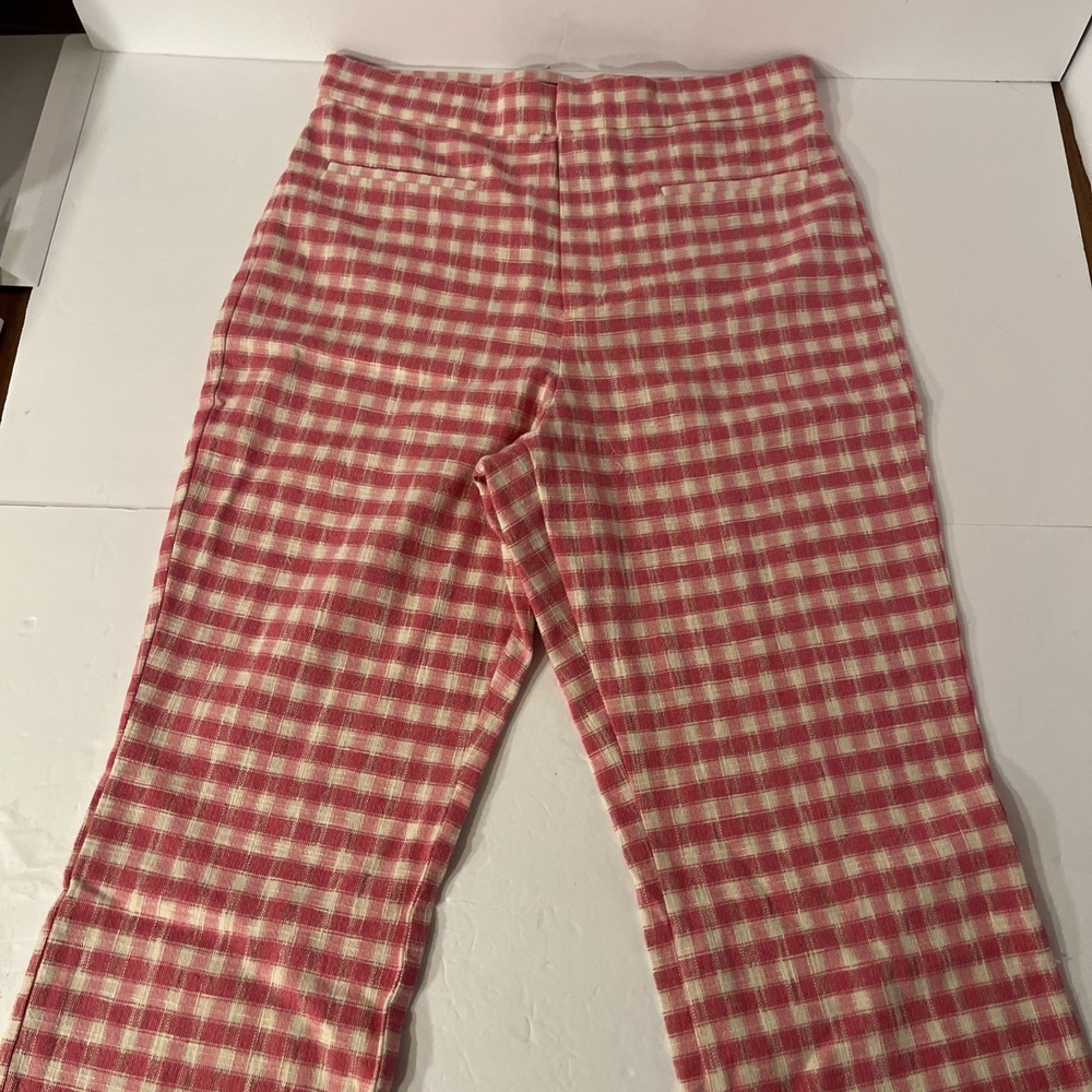 Zara Womens Pink Checkered Dress Pants Size Large 2505/645/657 NWT